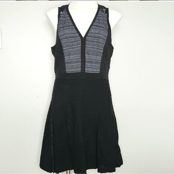 Rebecca Taylor Sleeveless Tweed & Lace Dress Size 12 - Picture 4 of 12
